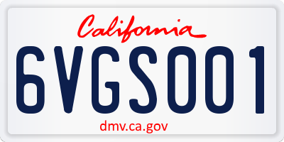 CA license plate 6VGS001