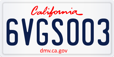 CA license plate 6VGS003
