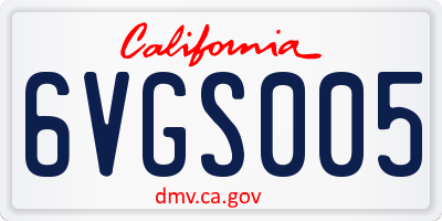 CA license plate 6VGS005