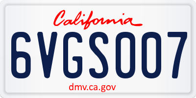 CA license plate 6VGS007