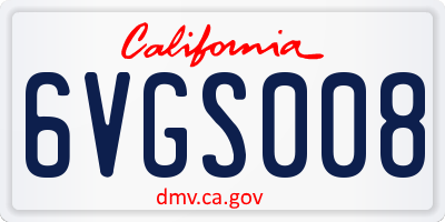 CA license plate 6VGS008