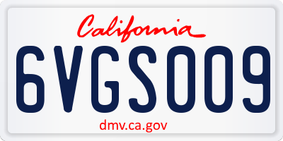 CA license plate 6VGS009