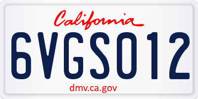 CA license plate 6VGS012