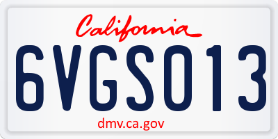 CA license plate 6VGS013