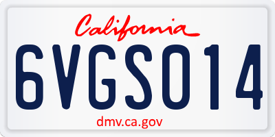 CA license plate 6VGS014