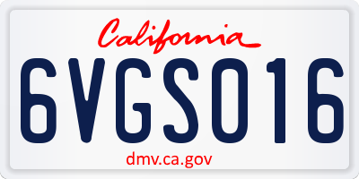 CA license plate 6VGS016