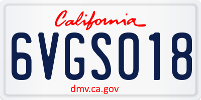 CA license plate 6VGS018