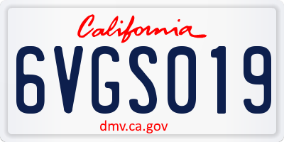 CA license plate 6VGS019
