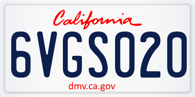 CA license plate 6VGS020