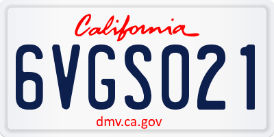 CA license plate 6VGS021