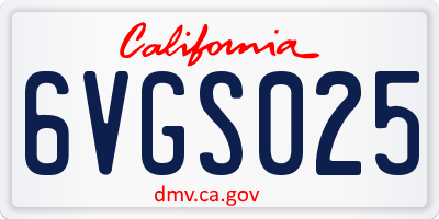 CA license plate 6VGS025