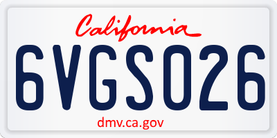 CA license plate 6VGS026