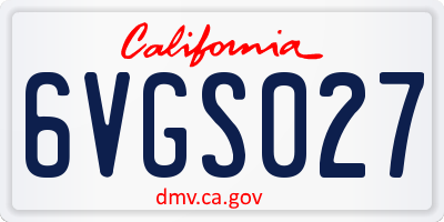 CA license plate 6VGS027