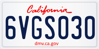 CA license plate 6VGS030