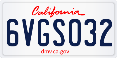 CA license plate 6VGS032