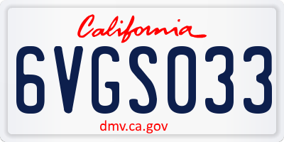 CA license plate 6VGS033