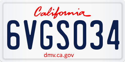 CA license plate 6VGS034