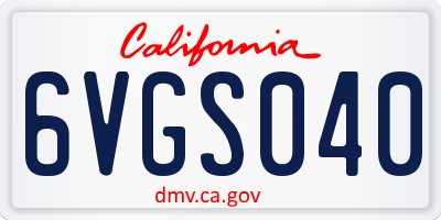 CA license plate 6VGS040