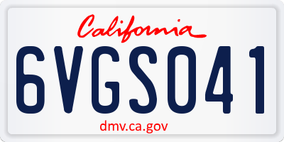 CA license plate 6VGS041