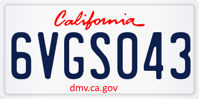 CA license plate 6VGS043