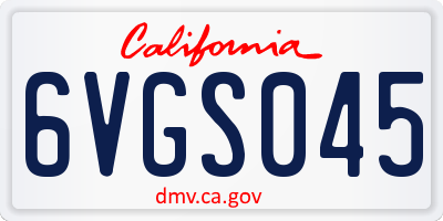 CA license plate 6VGS045