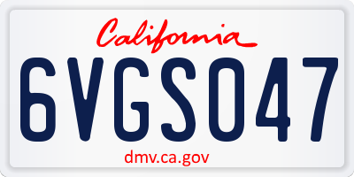 CA license plate 6VGS047