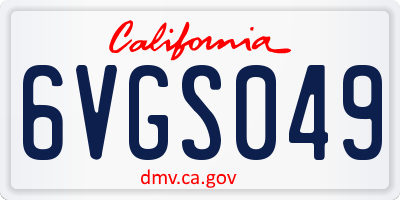 CA license plate 6VGS049