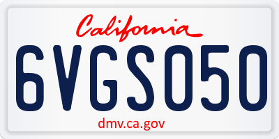 CA license plate 6VGS050
