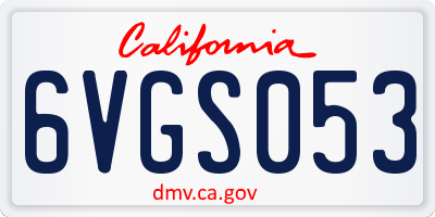 CA license plate 6VGS053