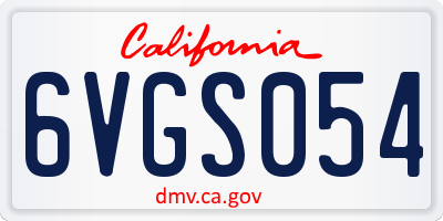 CA license plate 6VGS054