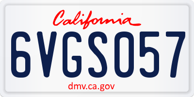 CA license plate 6VGS057