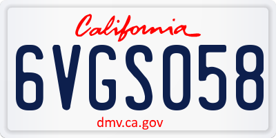 CA license plate 6VGS058