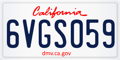 CA license plate 6VGS059