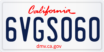 CA license plate 6VGS060