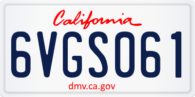 CA license plate 6VGS061