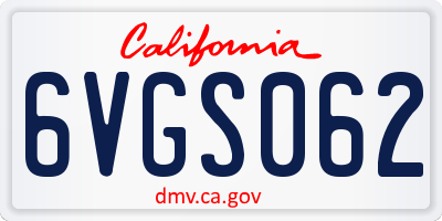 CA license plate 6VGS062