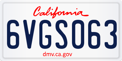 CA license plate 6VGS063