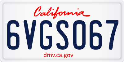 CA license plate 6VGS067