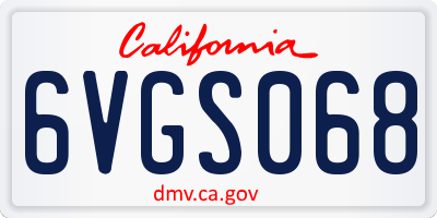 CA license plate 6VGS068