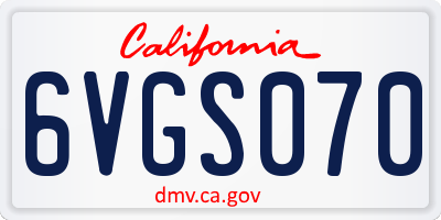 CA license plate 6VGS070