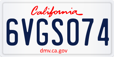 CA license plate 6VGS074
