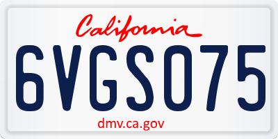 CA license plate 6VGS075