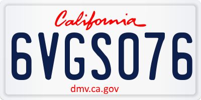 CA license plate 6VGS076