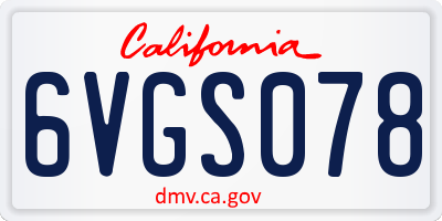 CA license plate 6VGS078