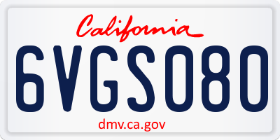 CA license plate 6VGS080
