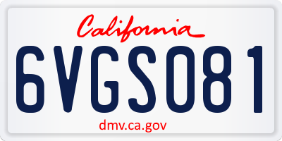 CA license plate 6VGS081