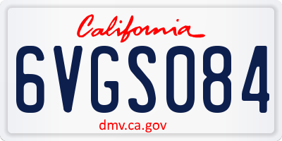CA license plate 6VGS084