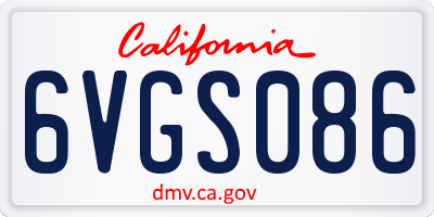 CA license plate 6VGS086