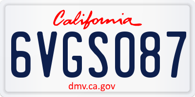 CA license plate 6VGS087
