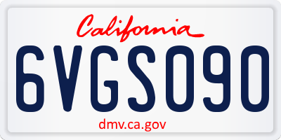 CA license plate 6VGS090